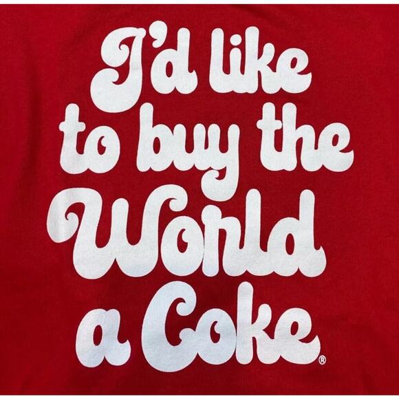 I’d Like to Buy the World a Coke Red Cropped Top Sweatshirt Crewneck Medium - Picture 2 of 4